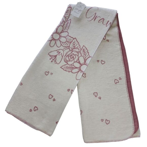 Docofil White LOVE YOU GRAMMY White And Pink Reversible Throw Blanket 51x67in - Picture 15 of 16